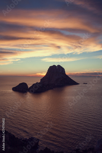 Seascape of sunset on Es Vedra island  Ibiza  Baleares  Spain - Image