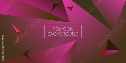 3d triangle polygon pink background