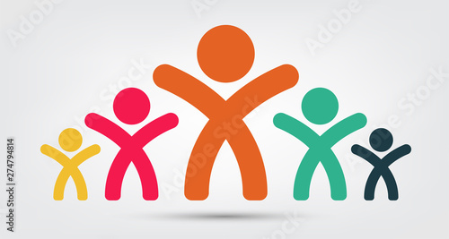 meeting room people logo.group of four persons teamwork Isolate On White Background,Vector Illustration