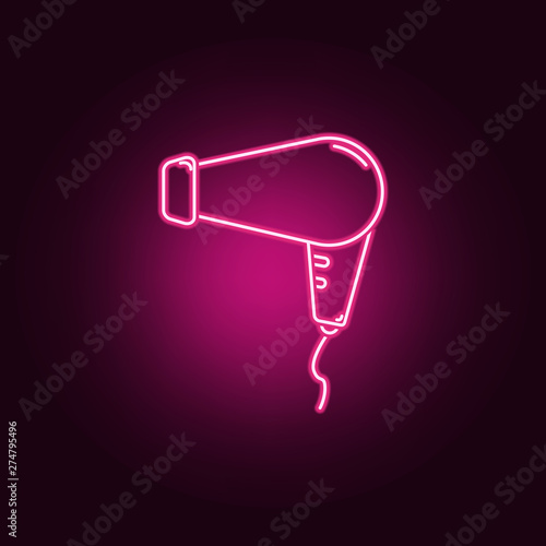 Hair dryer neon icon. Elements of Women's accessories set. Simple icon for websites, web design, mobile app, info graphics