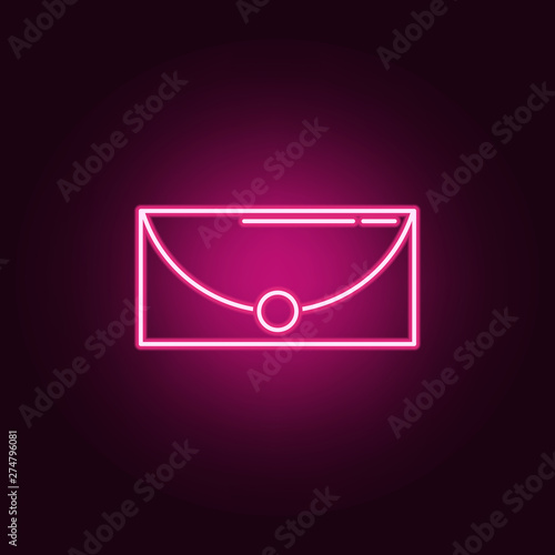 Clutch bag neon icon. Elements of Women's accessories set. Simple icon for websites, web design, mobile app, info graphics photo