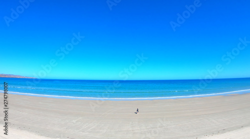 Drone aerial view of Australian wide open beach and coastline  taken at Sellicks Beach  South Australia.