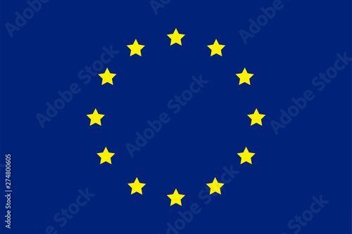 European flag. Union of europe symbol. Blue flag with circle stars. Official Europe sign. photo