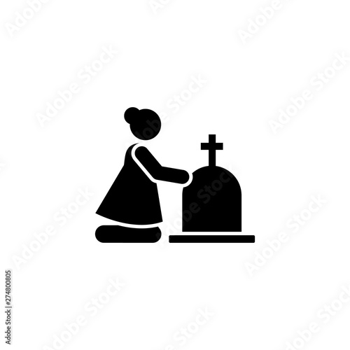 Woman funeral widow weep icon. Element of pictogram death illustration