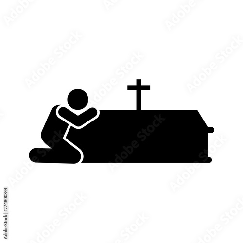 Man weep coffin dead sorrow icon. Element of pictogram death illustration