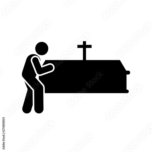 Man coffin funeral burial icon. Element of pictogram death illustration