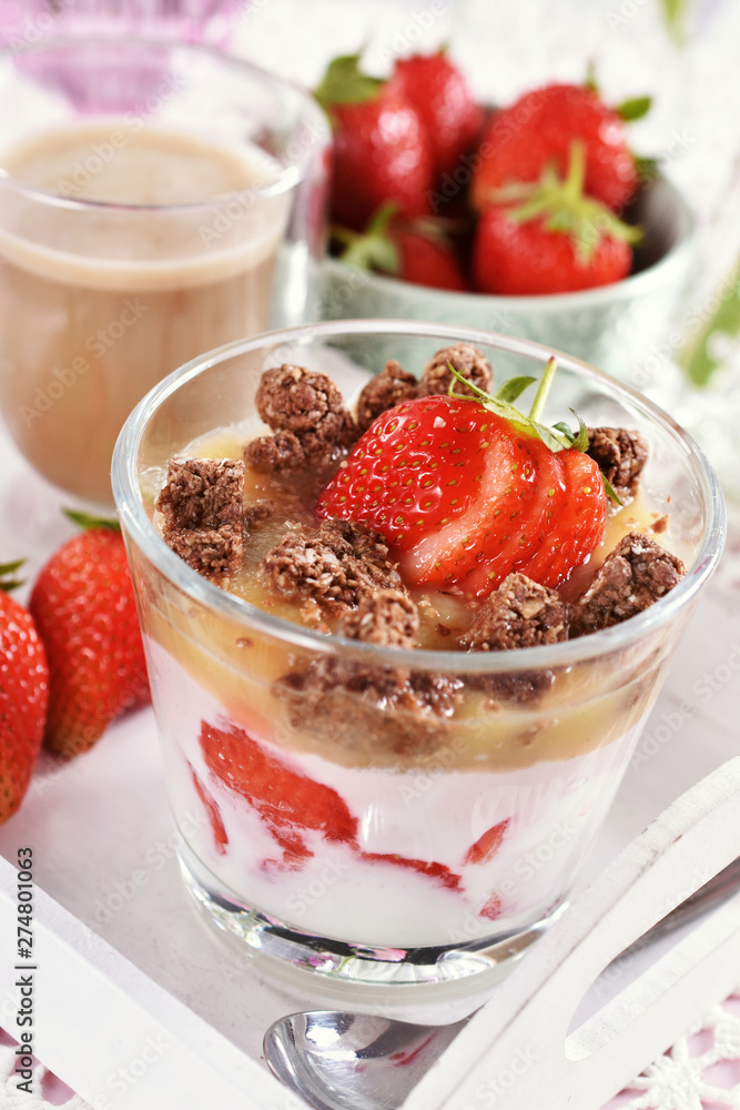 healthy diet breakfast with yogurt, strawberries and granola healthy diet breakfast with yogurt, strawberries and granola