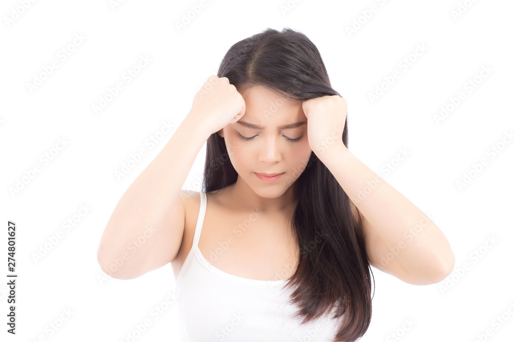 Portrait of asian woman have bored and displeased with something, girl with expression and emotion, lady tired or problem isolated on white background. Portrait of asian woman have bored and displeased with something, girl with expression and emotion, lady tired or problem isolated on white background.