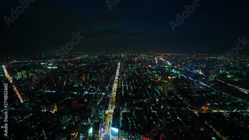 Nightlapse of cityscape of Taipei City at night from a high perspective, Taiwan. photo