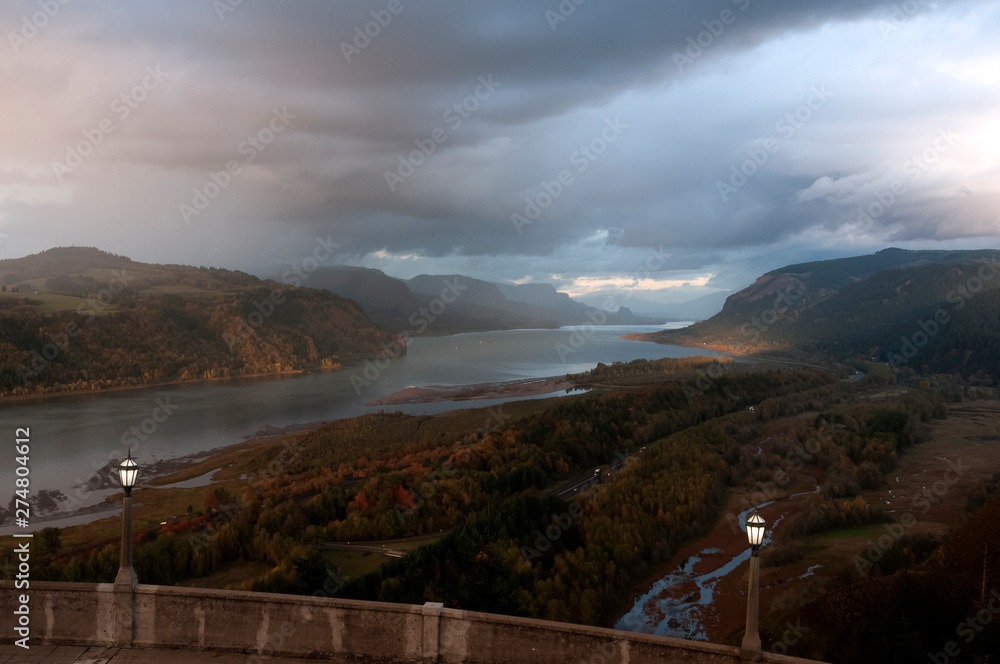 The Columbia Gorge from Crown Point at Sunset