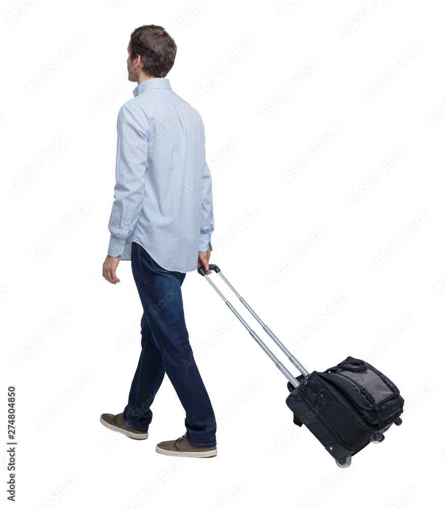 back view of walking business man with suitcase. back view of walking business man with suitcase.