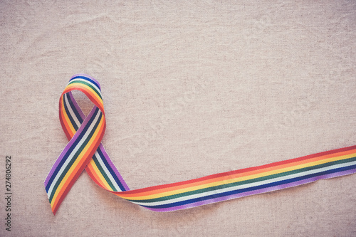 gay pride rainbow ribbon for LGBT awareness