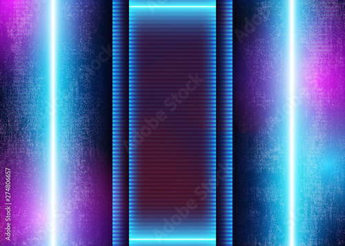 3D Neon Light on Grunge Futuristic Background