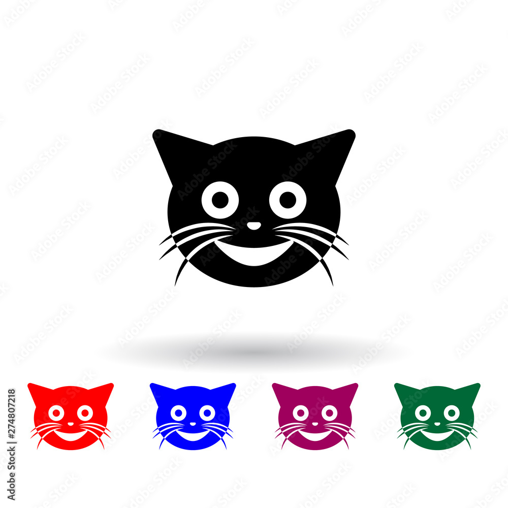 Fototapeta premium smiley cat multi color icon. Elements of cat smile set. Simple icon for websites, web design, mobile app, info graphics