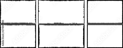 Set of frames in grunge style. Text templates black and white