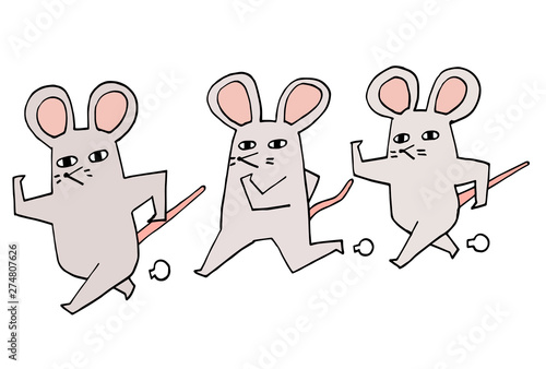 シンプルでシュールなネズミの年賀状イラスト