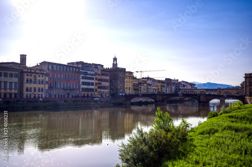 Florence  along the Arno River  in the Tuscany region of Italy.
