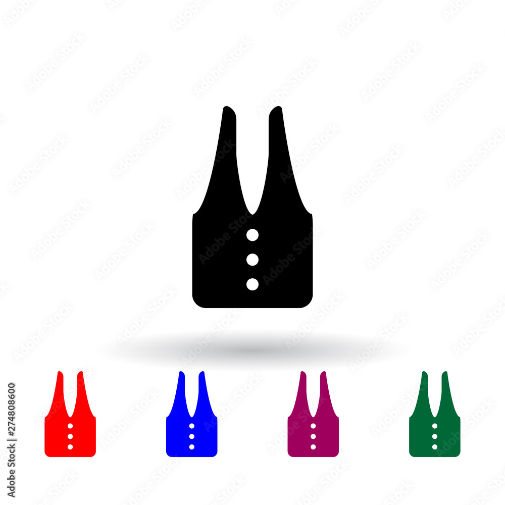 vest multi color icon. Elements of clothes set. Simple icon for websites, web design, mobile app, info graphics vest multi color icon. Elements of clothes set. Simple icon for websites, web design, mobile app, info graphics