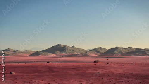 planet Mars landscape  desert and mountains on the red planet s surface 