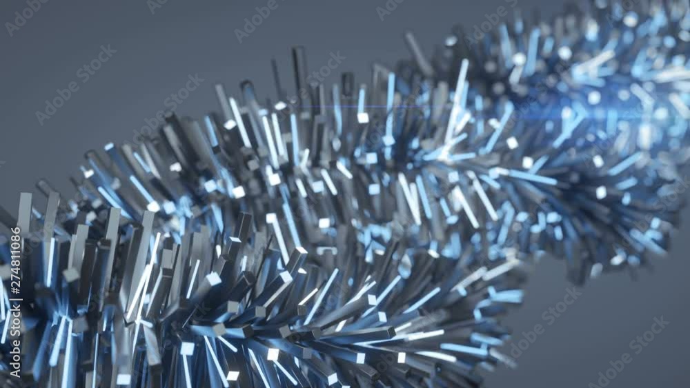 Prickly shape with glowing blue elements. Futuristic technology design. Seamless loop 3D render animation with DOF Prickly shape with glowing blue elements. Futuristic technology design. Seamless loop 3D render animation with DOF