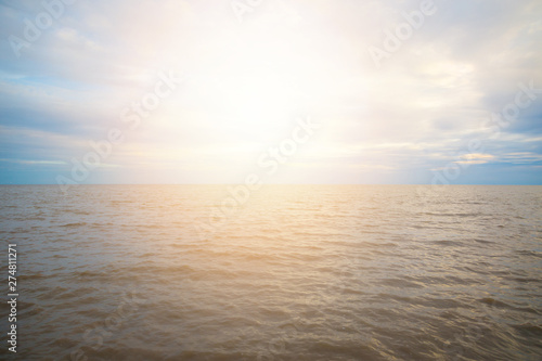 water and blue sky before sunset