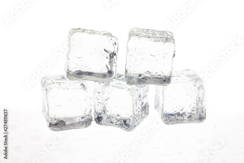  ice cubes on white background.