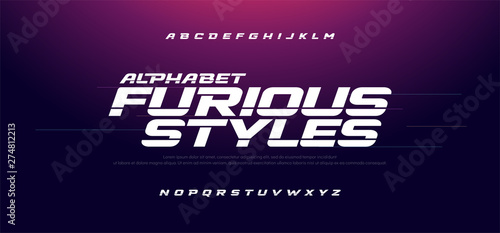Sport Modern Italic Alphabet Font. Typography fast and furious style fonts for movie technology, sport, motorcycle, racing logo design. vector illustration photo