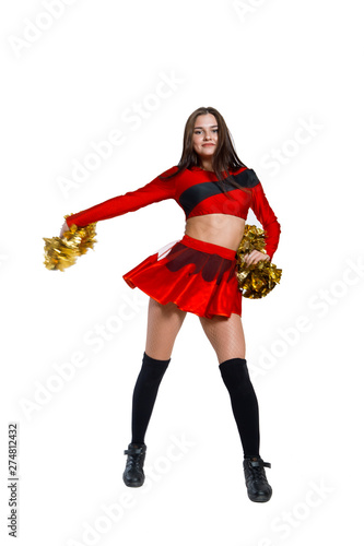 girl in dance costume shows dance