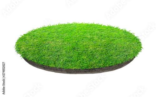 Abstract green grass texture for background. Circle green grass pattern isolated on a white background.