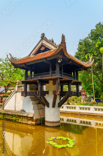 Awesome view of the One Pillar Pagoda in Hanoi, Vietnam