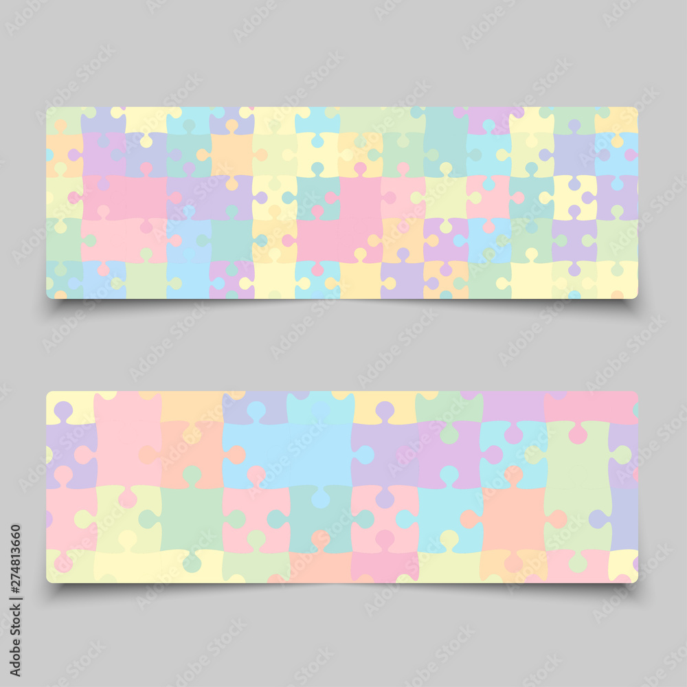 Fototapeta premium Vertical cards, flyers made pieces jigsaw puzzle.