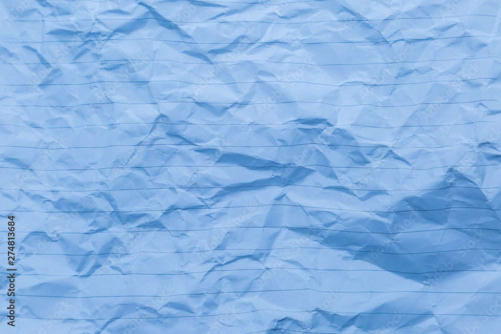Fototapeta premium crumpled of blue blank paper with line