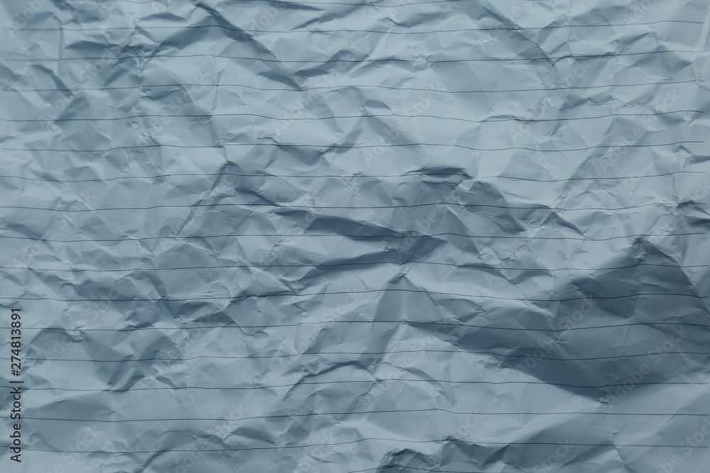crumpled of blue blank paper with line crumpled of blue blank paper with line