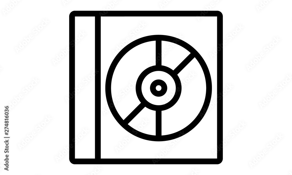 CD with cover line icon for media storage CD with cover line icon for media storage