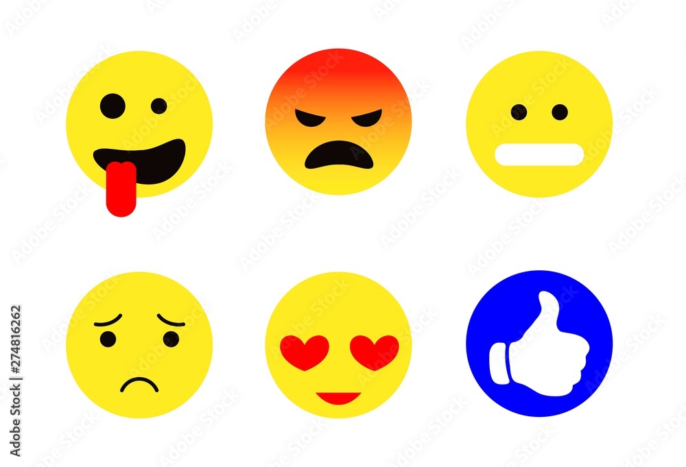 Set of colored smiley on white background Set of colored smiley on white background