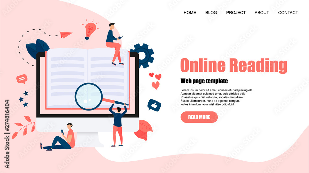 Webpage Template. Flat design open book. Reading concept. Vector illustration Webpage Template. Flat design open book. Reading concept. Vector illustration