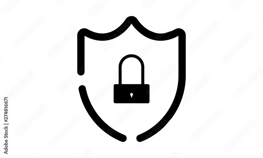 Shield and lock icon for cyber security and online protection Shield and lock icon for cyber security and online protection