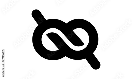 Infinity knot logo Black chain link symbol with vector image  photo