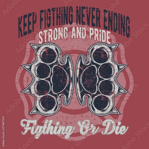 grunge style vintage knuckle fighting hand drawing vector