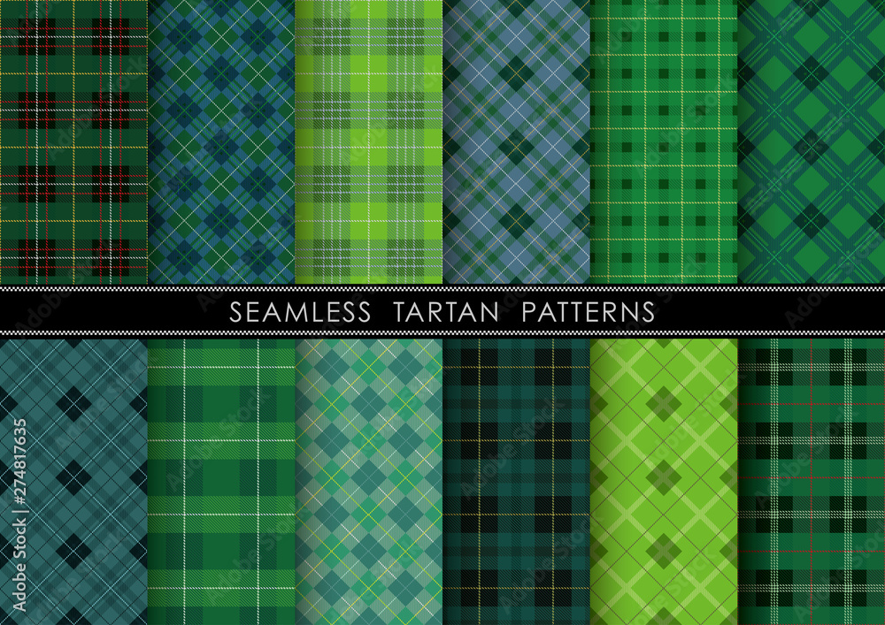 シームレスなタータンチェック柄セット Stock Vector | Adobe Stock 