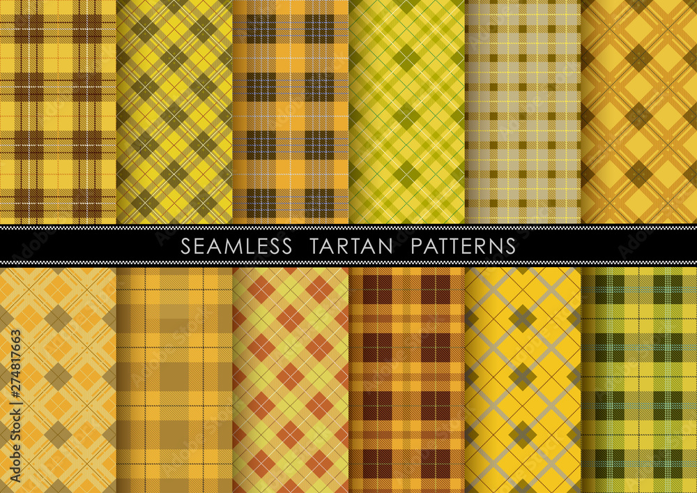 シームレスなタータンチェック柄セット Stock Vector | Adobe Stock 