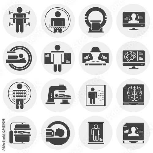 Body scan related icon set on background for graphic and web design. Simple illustration. Internet concept symbol for website button or mobile app.
