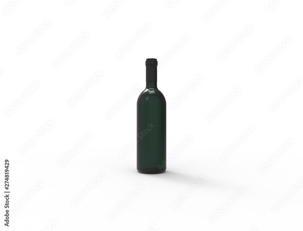 3d rendering of a green wine bottle isolated in white studio background 3d rendering of a green wine bottle isolated in white studio background