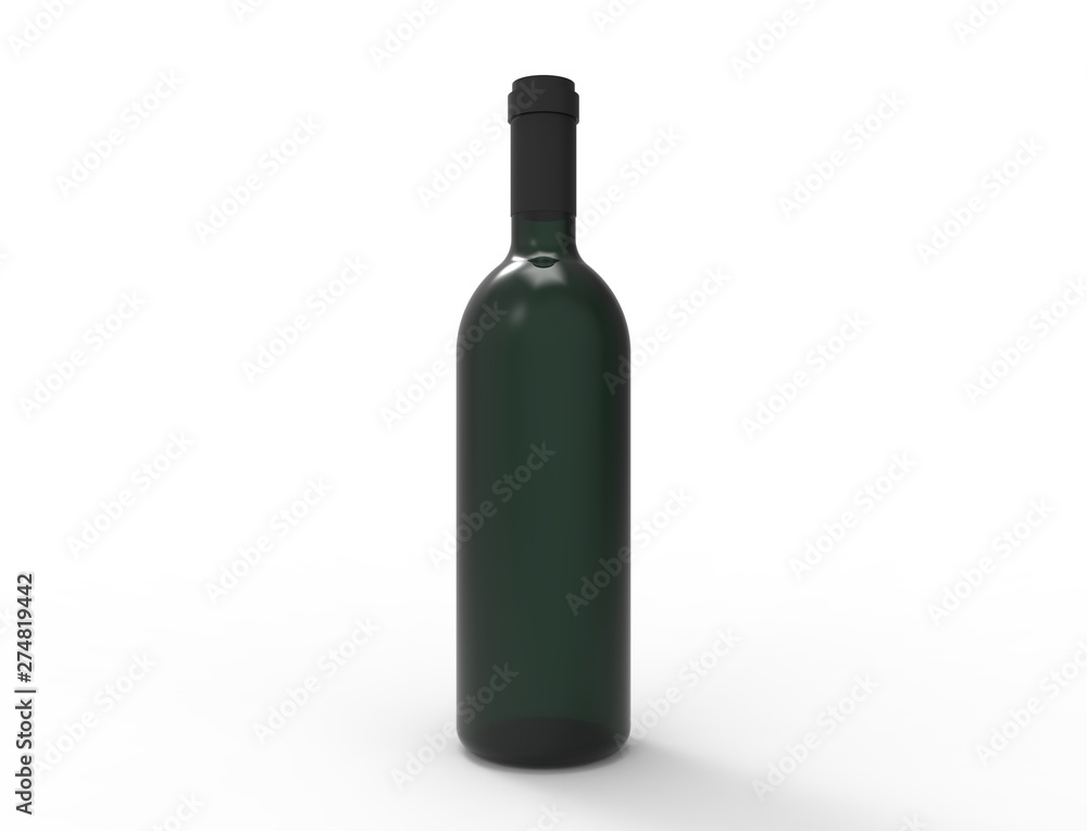 3d rendering of a green wine bottle isolated in white studio background 3d rendering of a green wine bottle isolated in white studio background