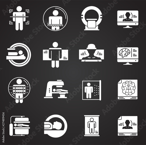 Body scan related icon set on background for graphic and web design. Simple illustration. Internet concept symbol for website button or mobile app.