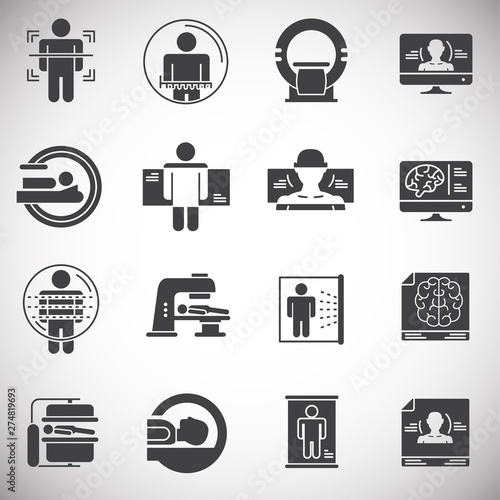 Body scan related icon set on background for graphic and web design. Simple illustration. Internet concept symbol for website button or mobile app.