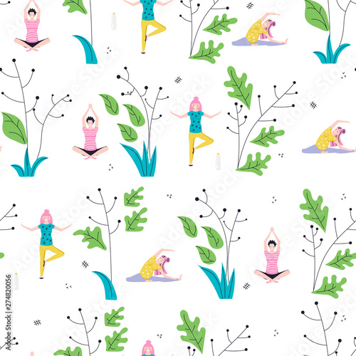 Seamless pattern made of Yoga class