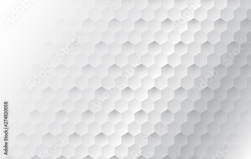 Abstract white and gray color background. 3d hexagons texture used in cover design, web design, wedding card for infographics business finance. © arthead