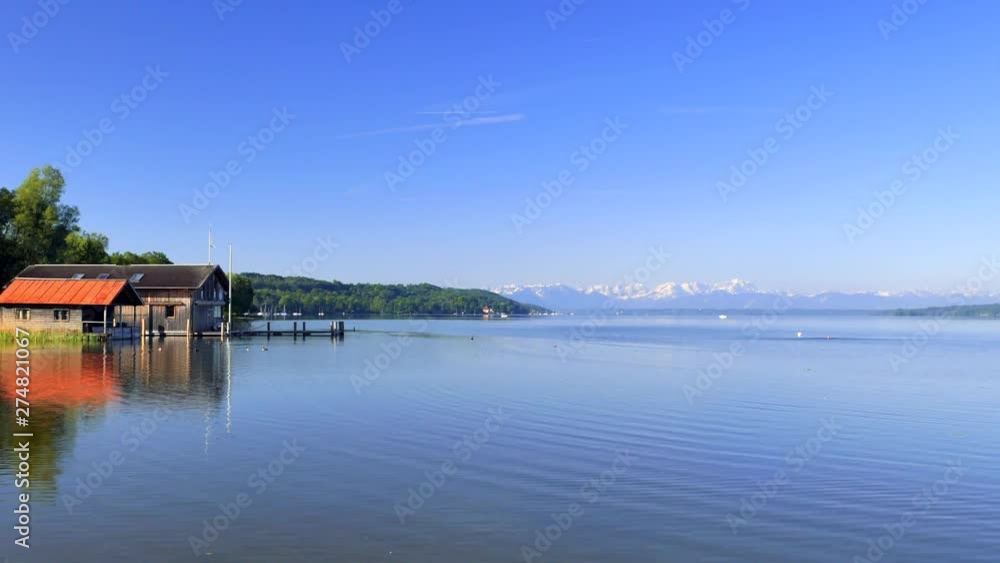 Boathouses on Lake Starnberg, Bavaria, Germany Boathouses on Lake Starnberg, Bavaria, Germany