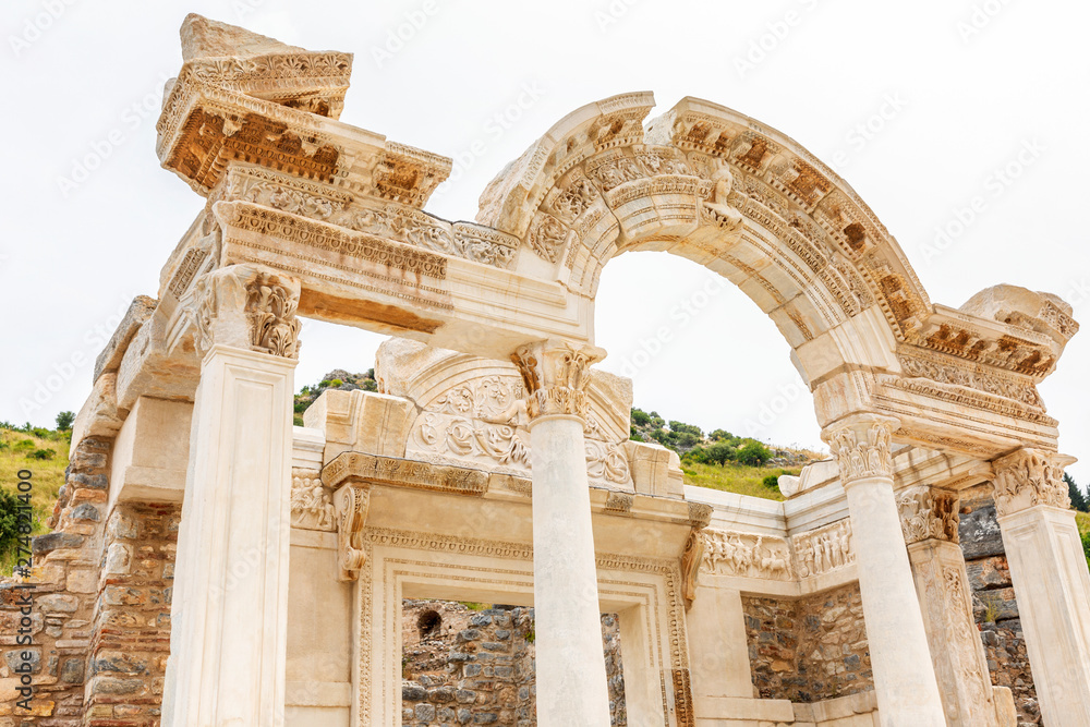 Antique arch in Ephesus. Beautiful old preserved building.